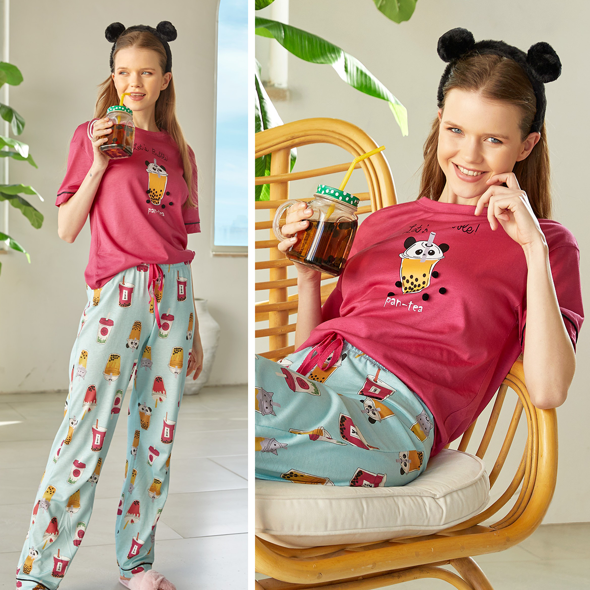 Pajamas with embossed Charleston pants