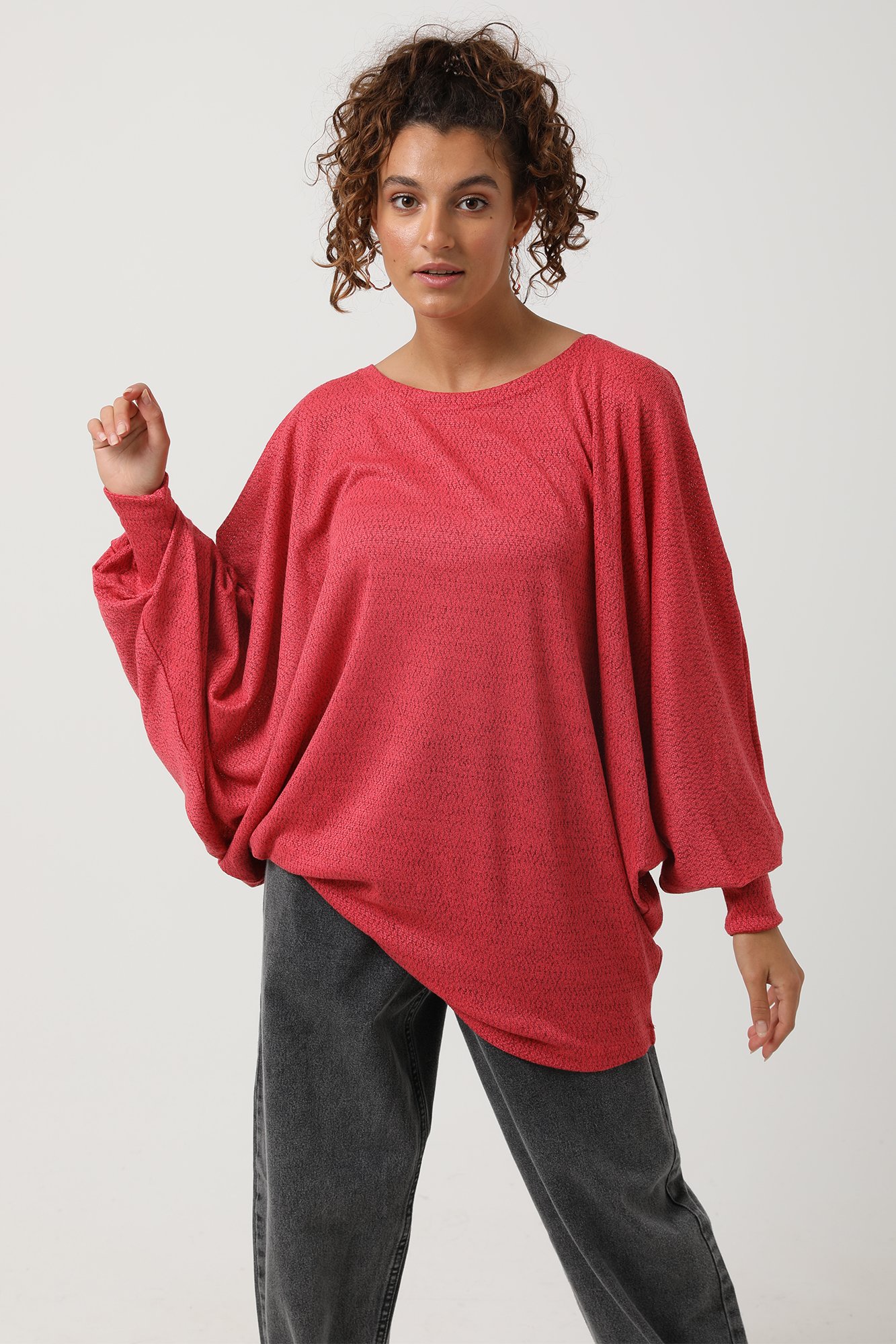 Full Sleeves Loose Top - Light Red