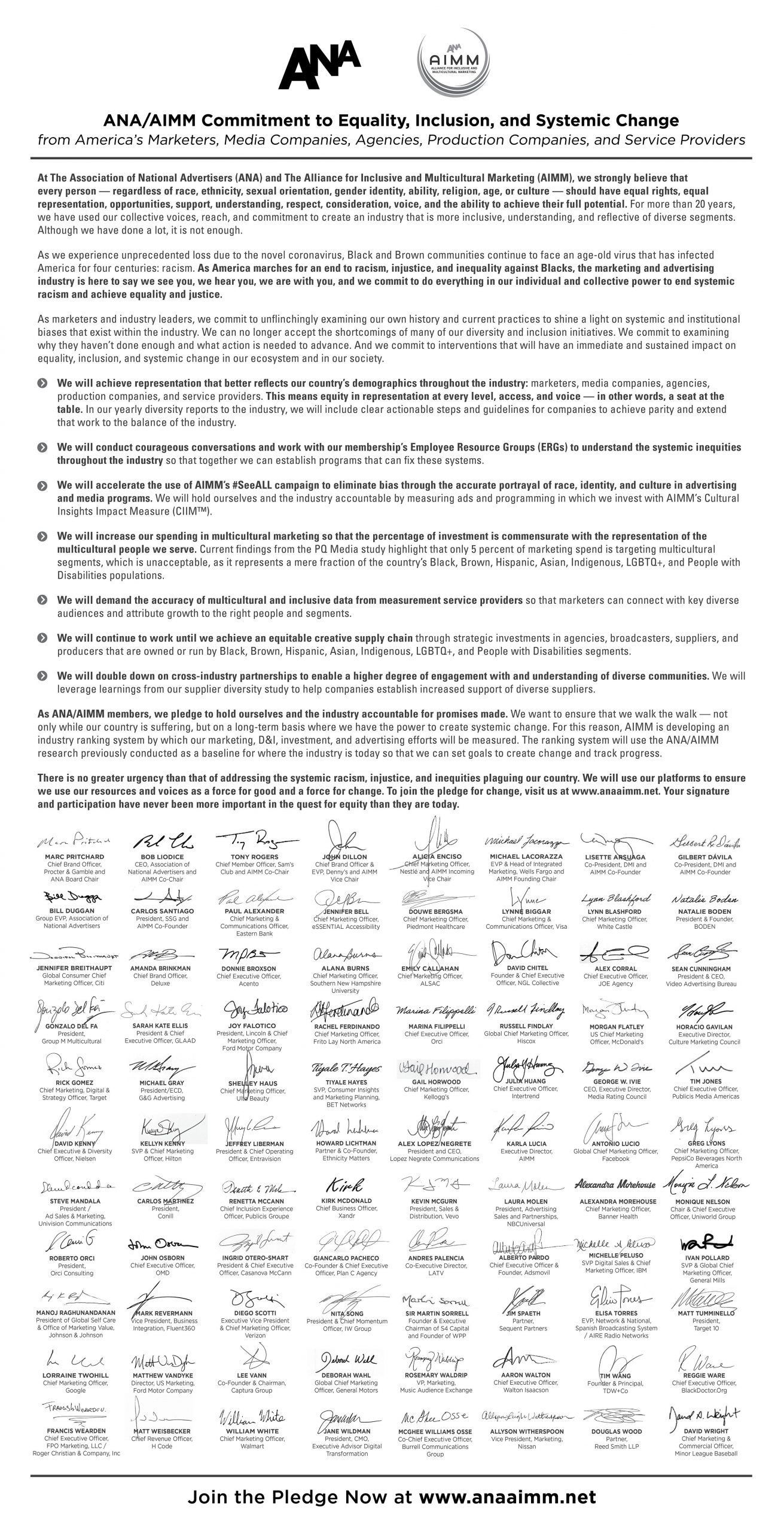 AIMM PLEDGE LETTER