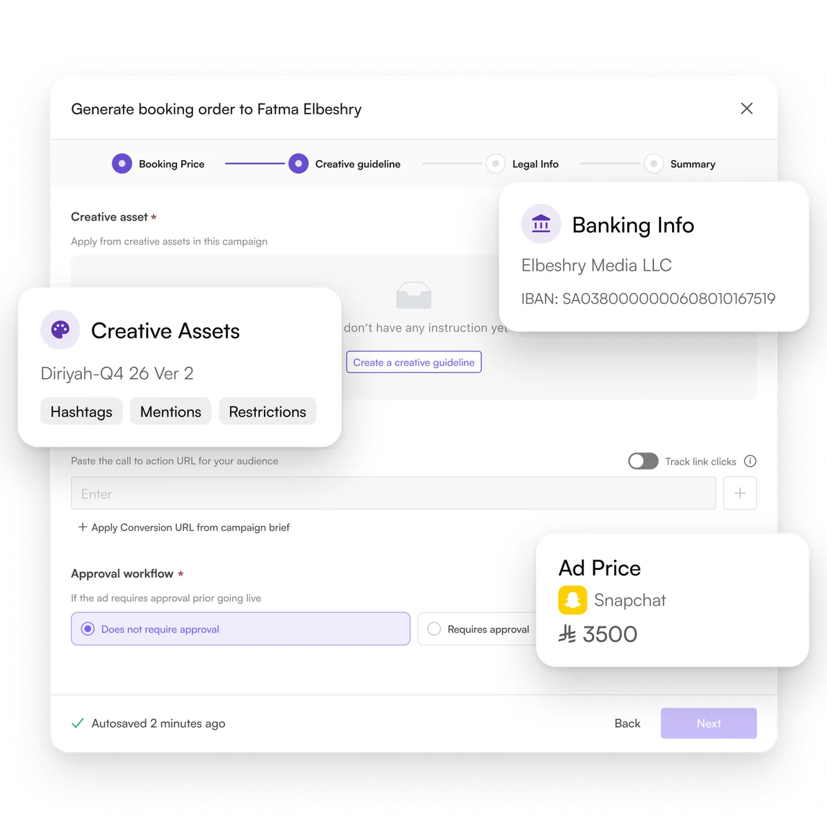 Booking Orders in the extendad platform