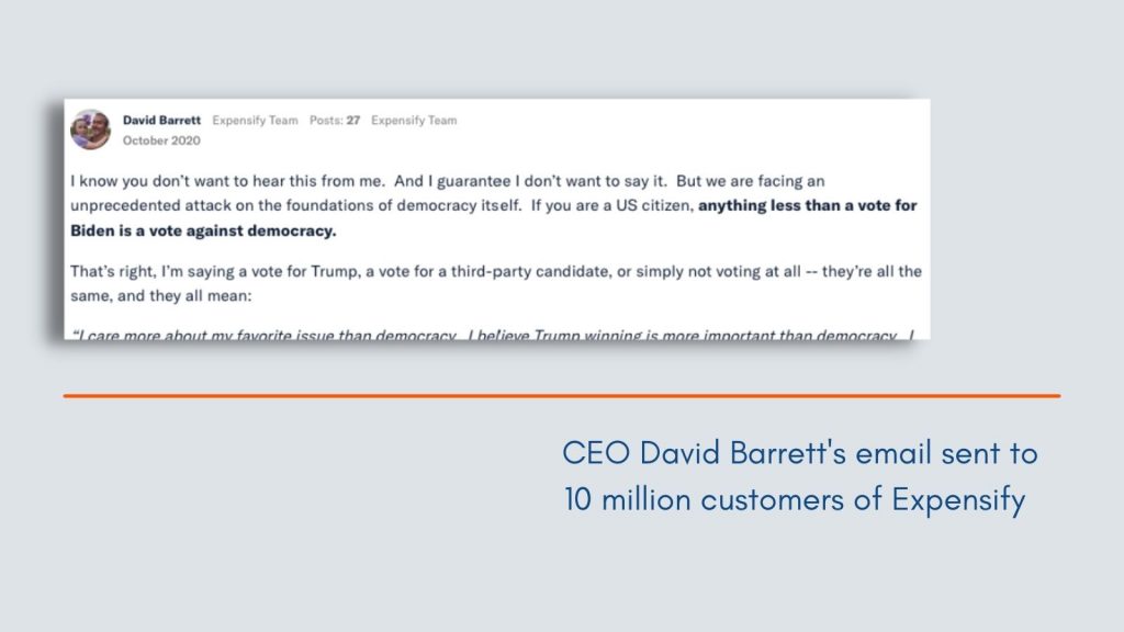 CEO David Barrett's email sent to 10 million customers of Expensify