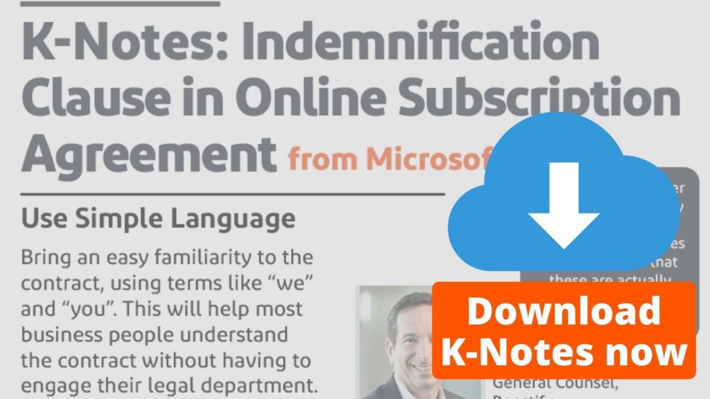 K-Notes: Indemnification Clause in Online Subscription Agreement from Microsoft Download Now
