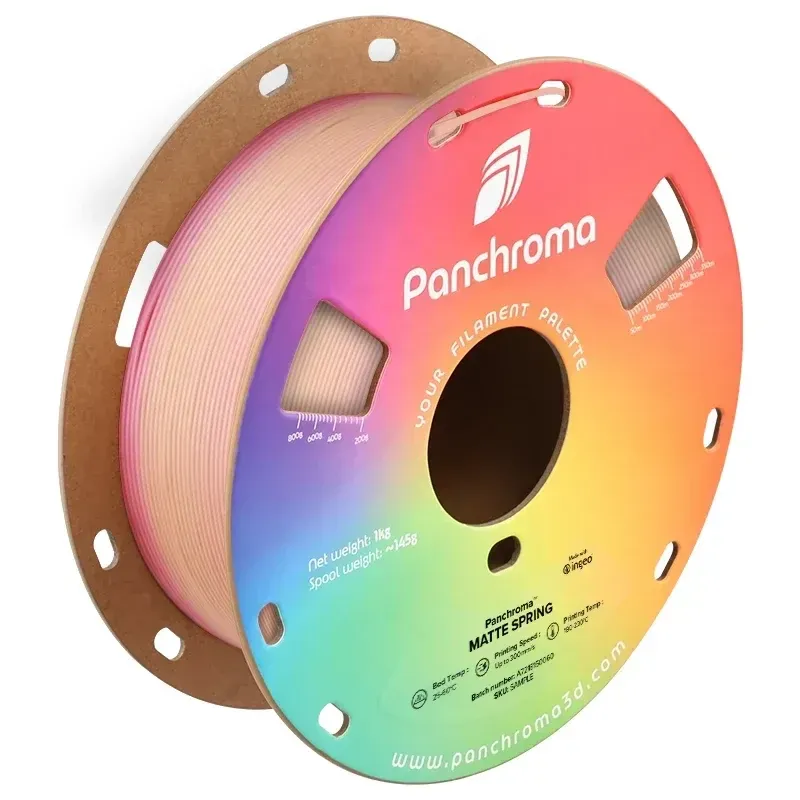 Panchroma Gradient Matte PLA Spring, 1.75 mm 1 kg spool with a printed example