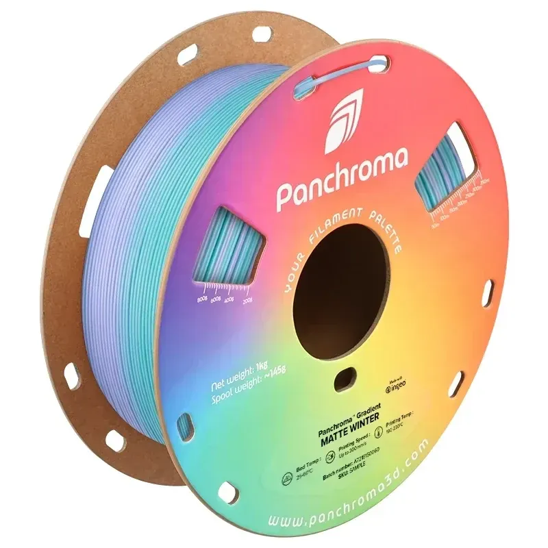 Panchroma Gradient Matte PLA Winter, 1.75 mm 1 kg spool with a printed example