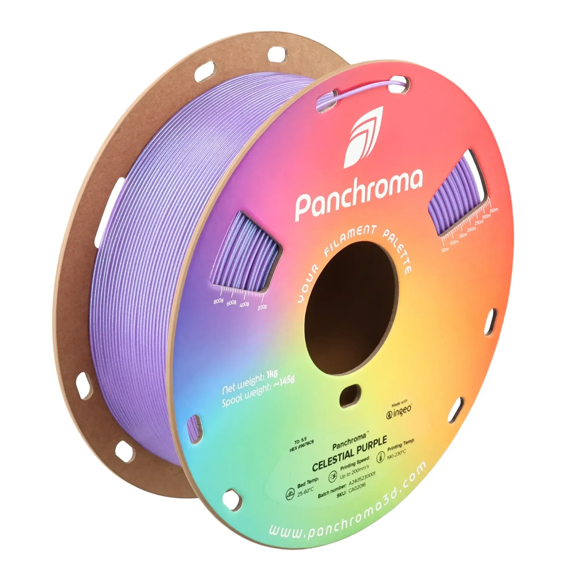 Panchroma Celestial PLA Celestial Purple, 1.75 mm 1 kg spool with a printed example