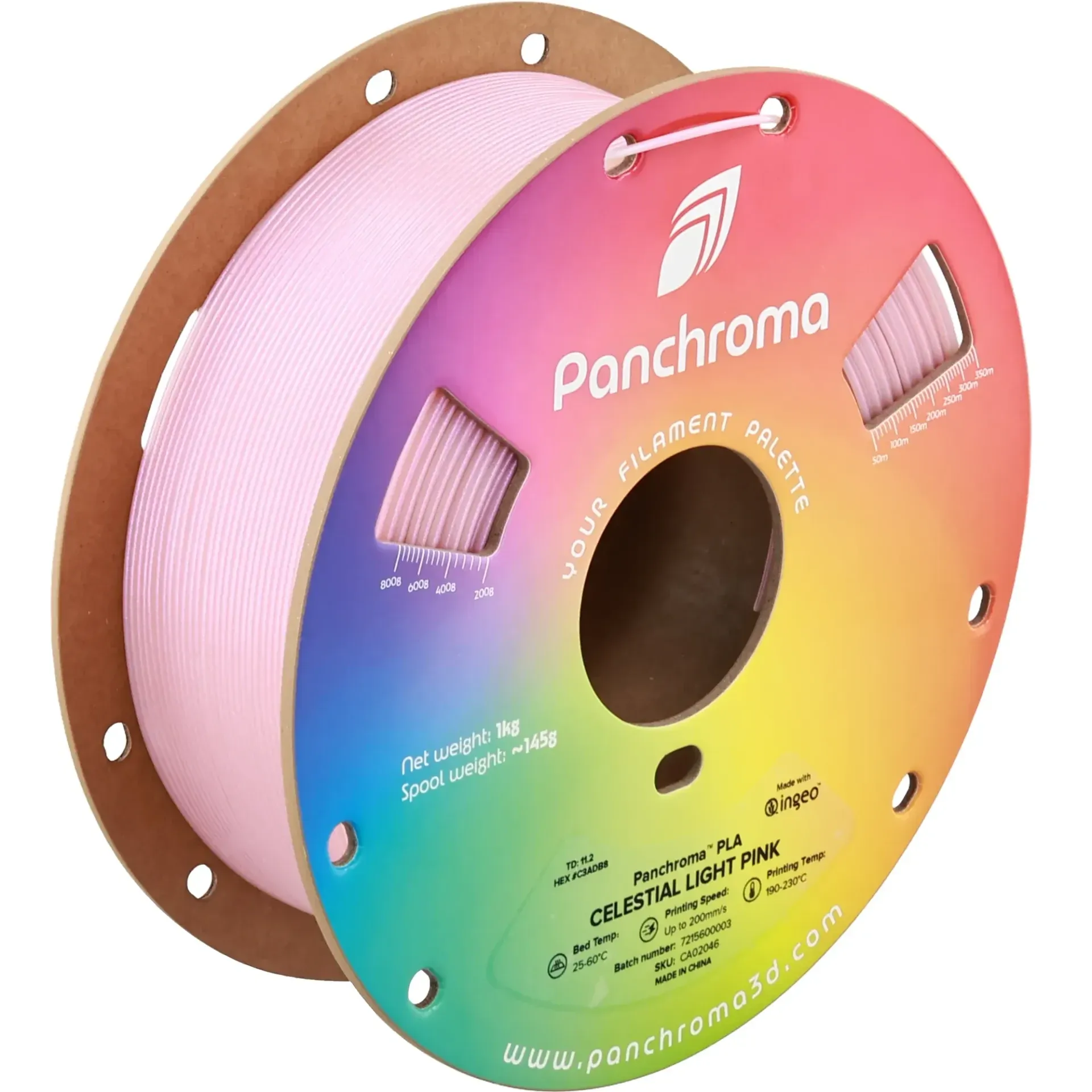 Panchroma Celestial PLA Celestial Light Pink, 1.75 mm 1 kg spool with a printed example