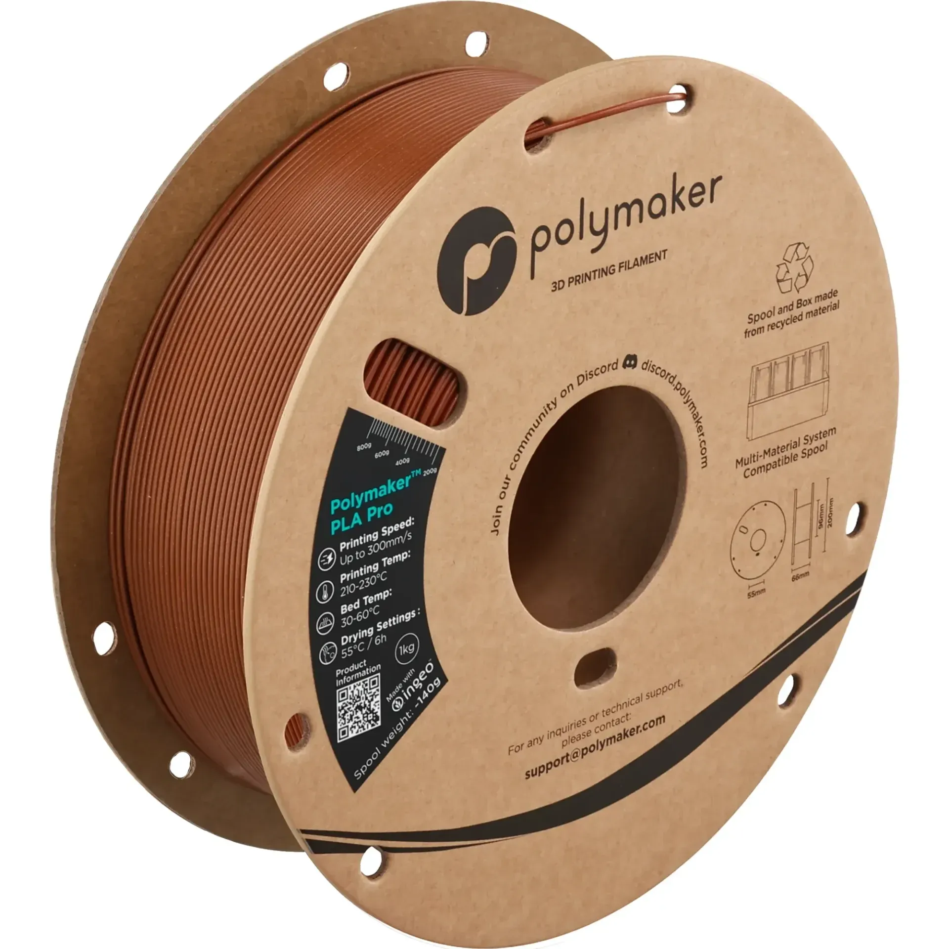 Polymaker PLA Pro Metallic Bronze, 1.75 mm 1 kg spool with a printed example