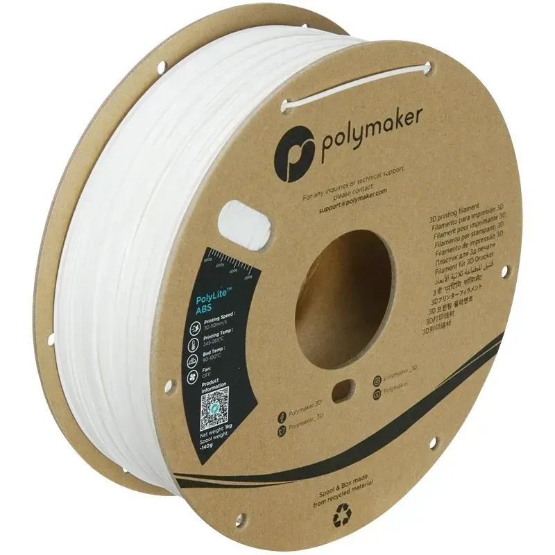 Polymaker ABS White, 1.75 mm 1 kg spool with a printed example
