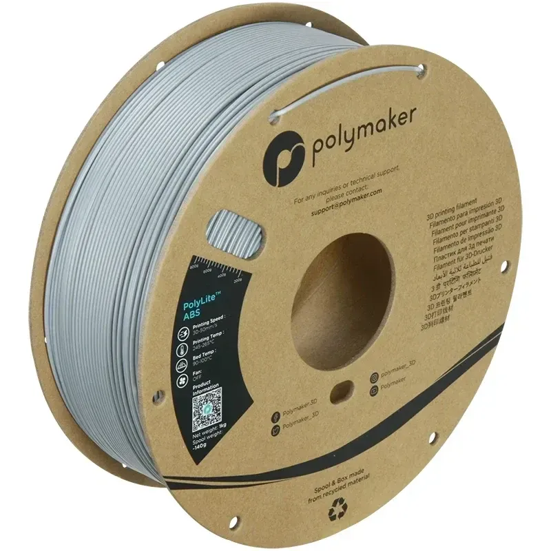 Polymaker ABS Gray, 1.75 mm 1 kg spool with a printed example