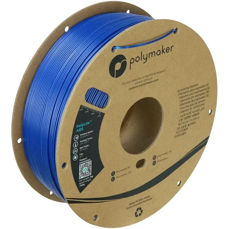Polymaker ABS Blue, 1.75 mm 1 kg spool with a printed example