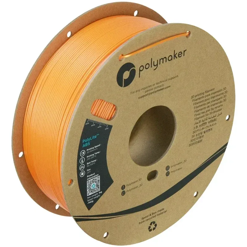 Polymaker ABS Orange, 1.75 mm 1 kg spool with a printed example