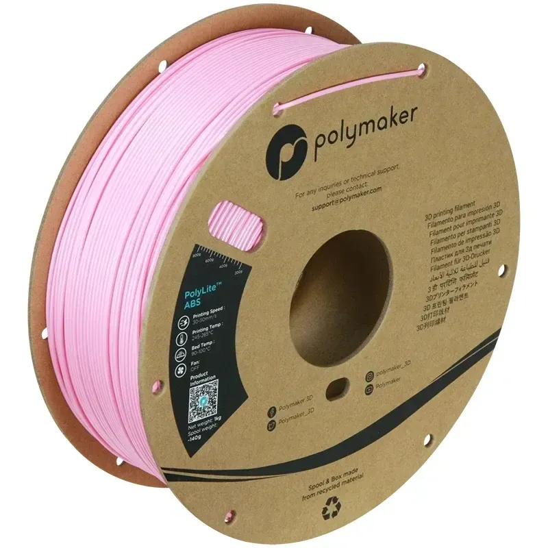 Polymaker ABS Pink, 1.75 mm 1 kg spool with a printed example