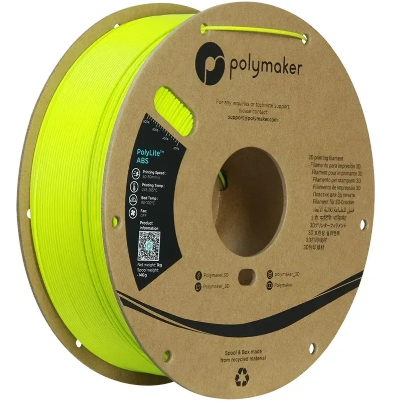 Polymaker ABS Lime, 1.75 mm 1 kg spool, isometric view