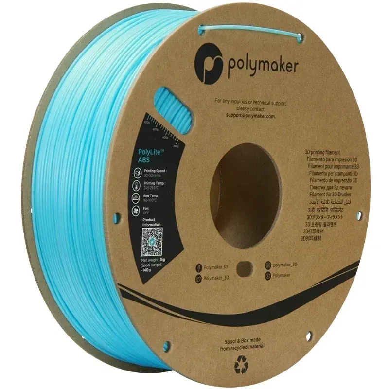 Polymaker ABS Light Blue, 1.75 mm 1 kg spool, isometric view