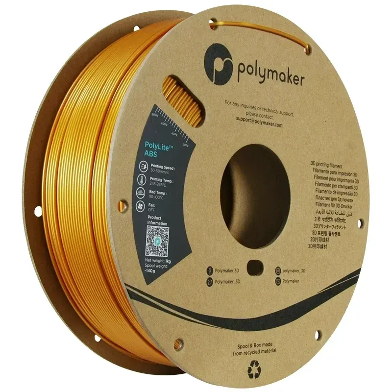 Polymaker ABS Gold, 1.75 mm 1 kg spool, isometric view