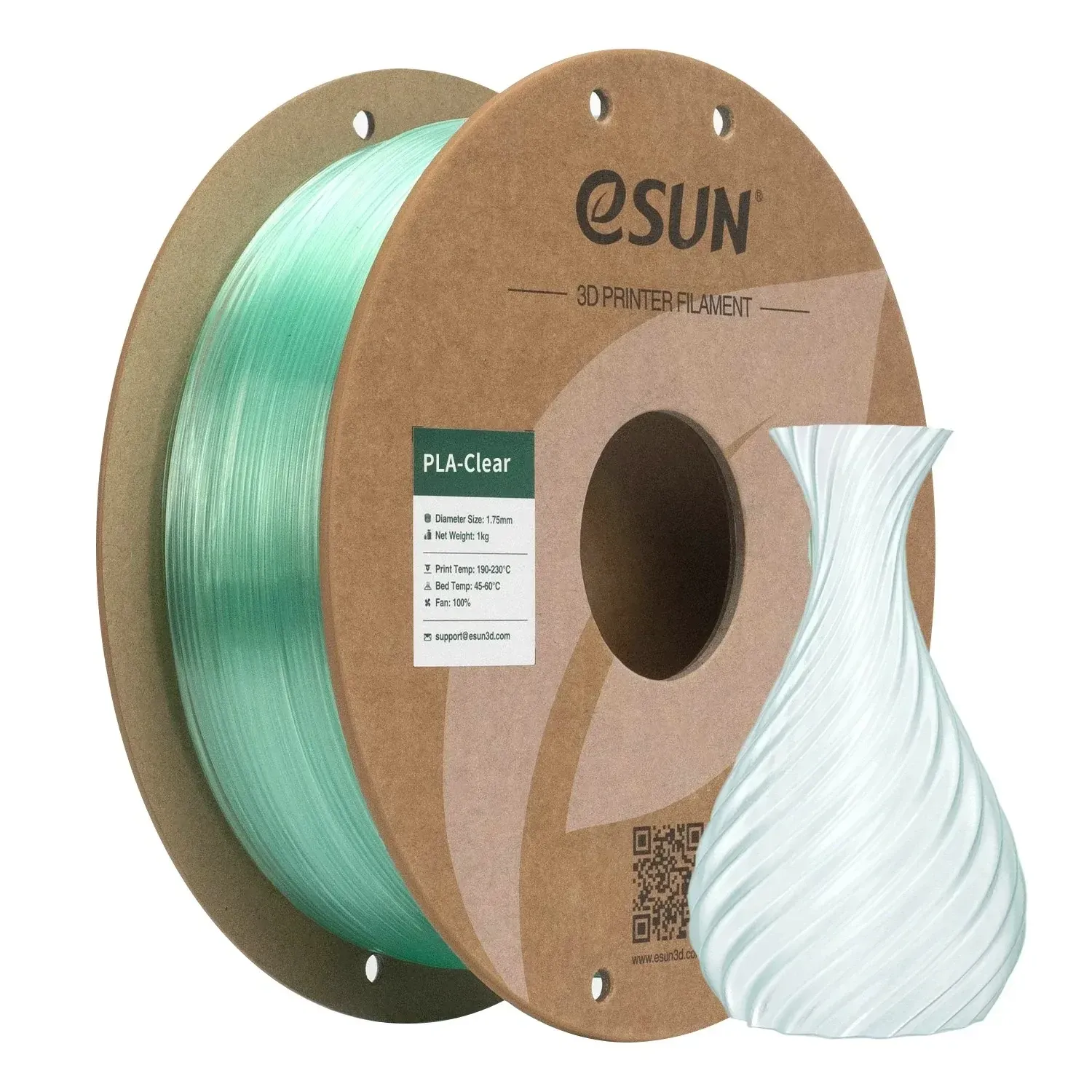 eSUN PLA-Clear Translucent Aqua, 1.75 mm 1 kg spool