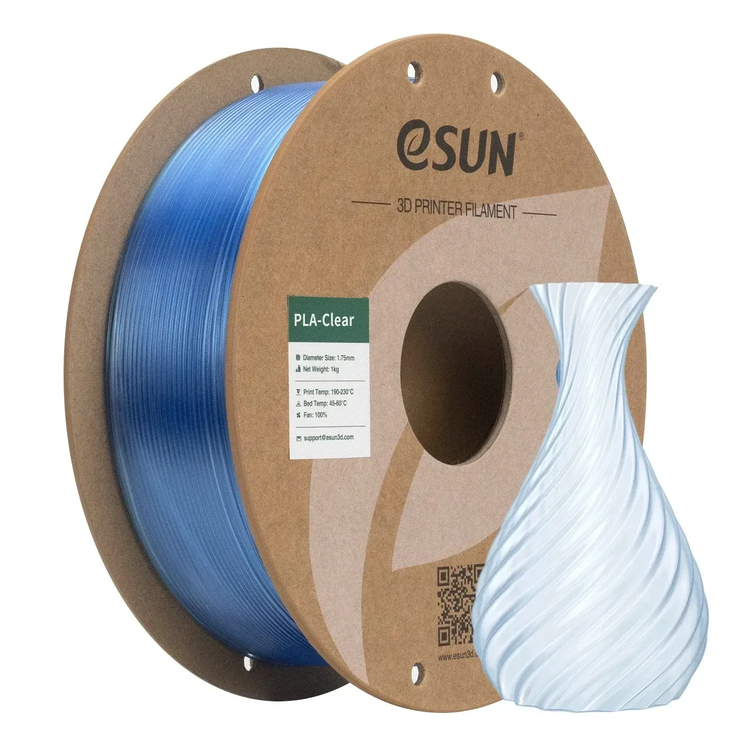 eSUN PLA-Clear Translucent Blue, 1.75 mm 1 kg spool