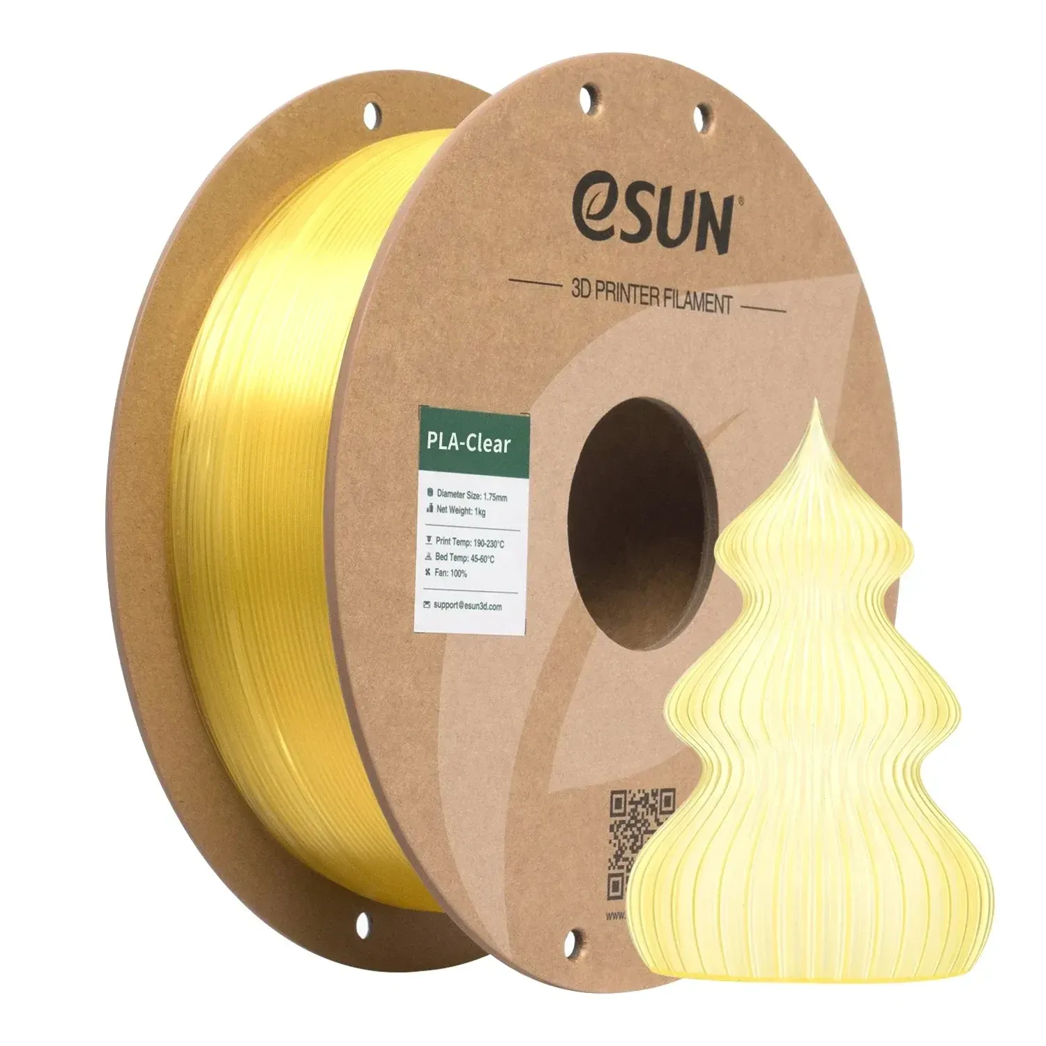 eSUN PLA-Clear Translucent Lemon Yellow, 1.75 mm 1 kg spool