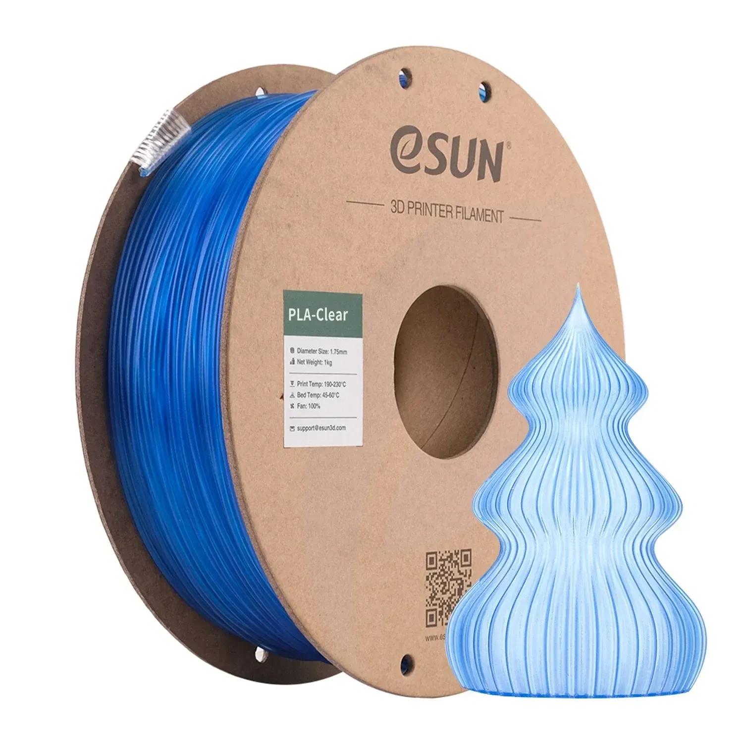 eSUN PLA-Clear Translucent Light Blue, 1.75 mm 1 kg spool