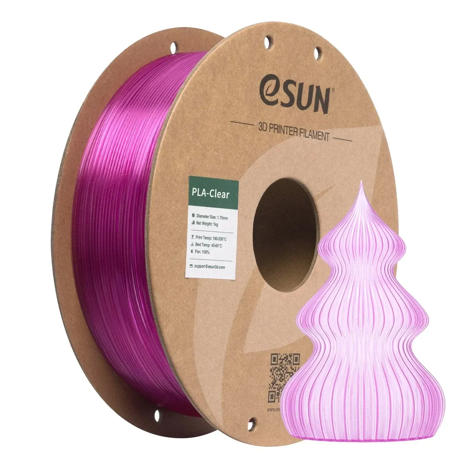 eSUN PLA-Clear Translucent Purple, 1.75 mm 1 kg spool