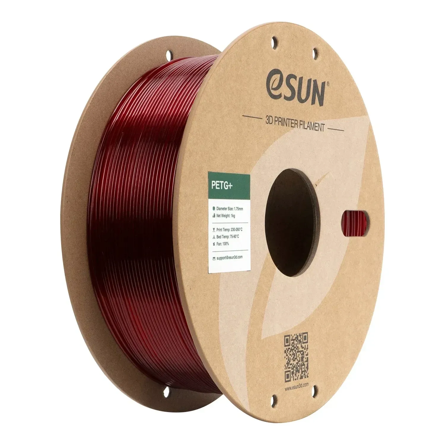 eSUN PETG+ Translucent Wine Red, 1.75 mm 1 kg spool