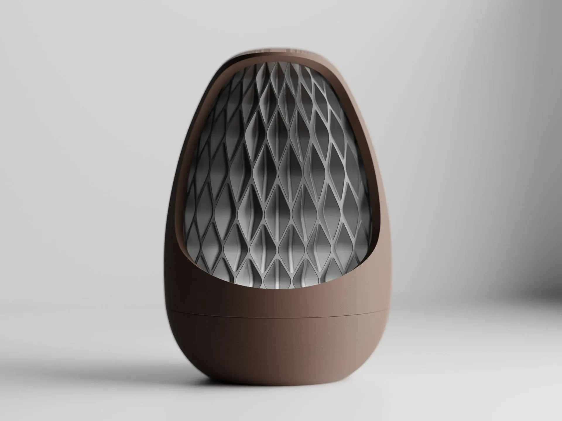 Aurae Lamp in Dark Brown - 3D printed table lamp with a lattice light diffuser