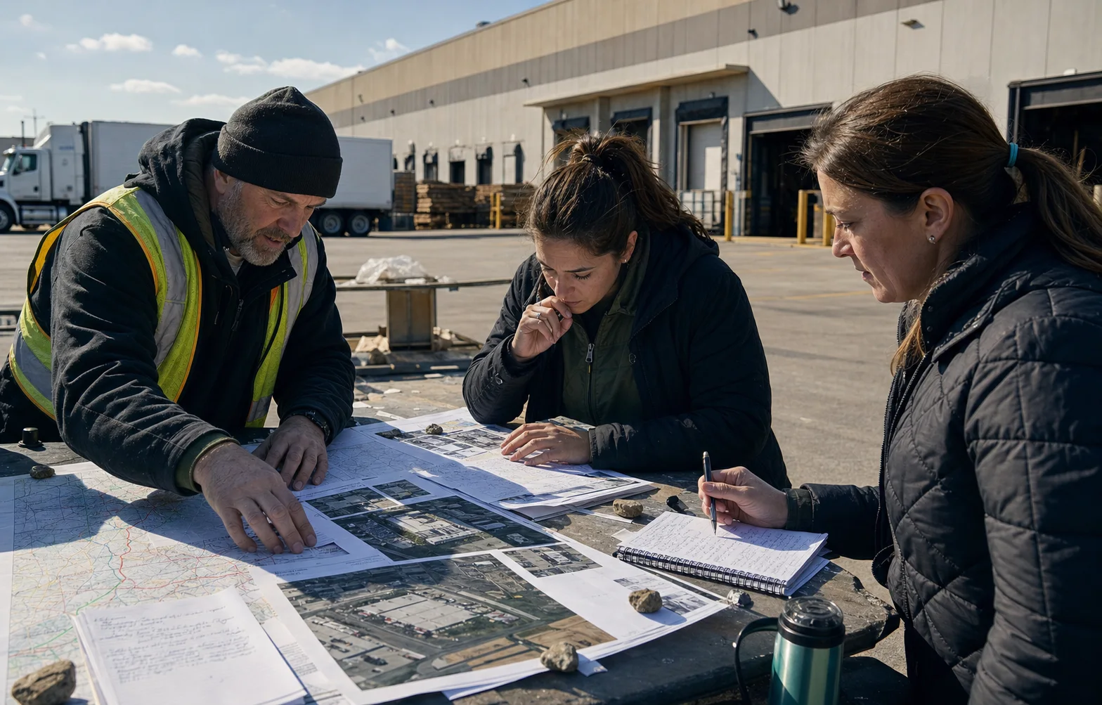 A shipper facility research map linking facilities to evidence and questions