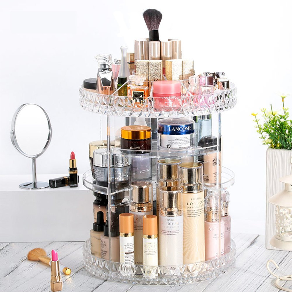 360 Rotation Diamond Cosmetic Organizer | Crystal Diamond 360⁰ Rotation Jewelry Box