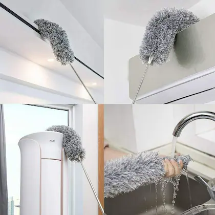 Multiple Cleaning Duster Foldable Adjustable Large Stick Steel Rod | Fan Cleaning Duster