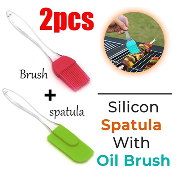 Pack of 2 Oil Brush Spatula and BAR B Q Oil Brush Cake Spatula & BBQ Oil Brush