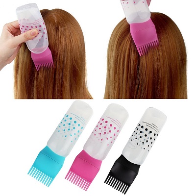 Plastic Hair Oil Bottle, Oil Comb, Hair Tools Hair Dye Applicator Brush Bottles Styling Tool Hair Coloring - Transparent