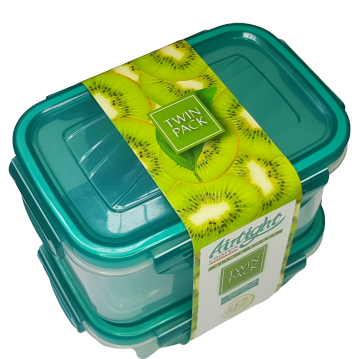 Airtight Crisper Slim & Smart Twin Pack Featuring 4-Sided Rubber Sealed Locks