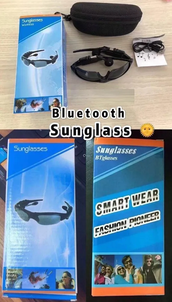 Wireless Bluetooth Sunglasses Stereo Headset With Handsfree Function - Black