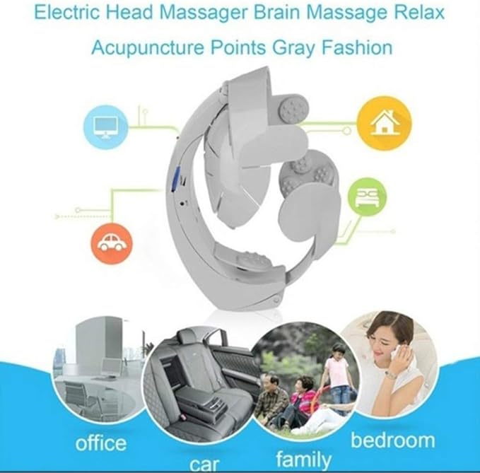 Electric Head Massager 8 kinds Of Massage Intensity Adjustable Acupuncture Points Massage Helmet Gray