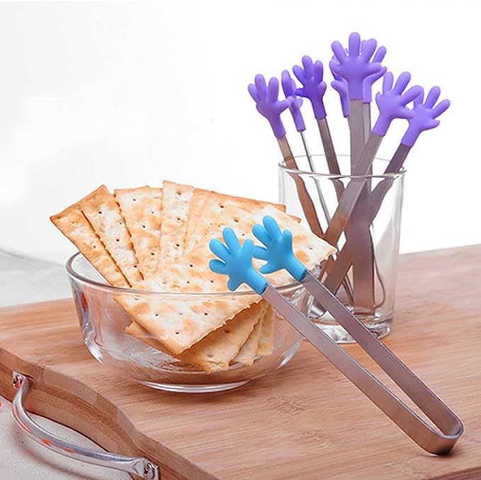 Cooking Mini Food Clips Stainless Steel Kitchen Cooking Salad Serving Clips BBQ Silicone Tool Clips Pliers