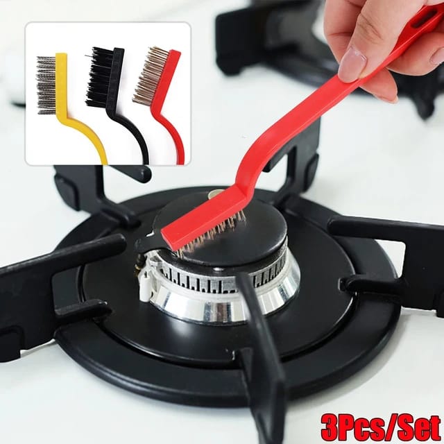 3 gas stove cleaning brush household stove range hood rust removal wire small brush gas stove cleaning tool