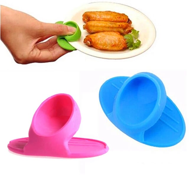 4Pcs Silicone Heat Resistant Mitts Microwave Oven Finger Glove Grip Pot Holder