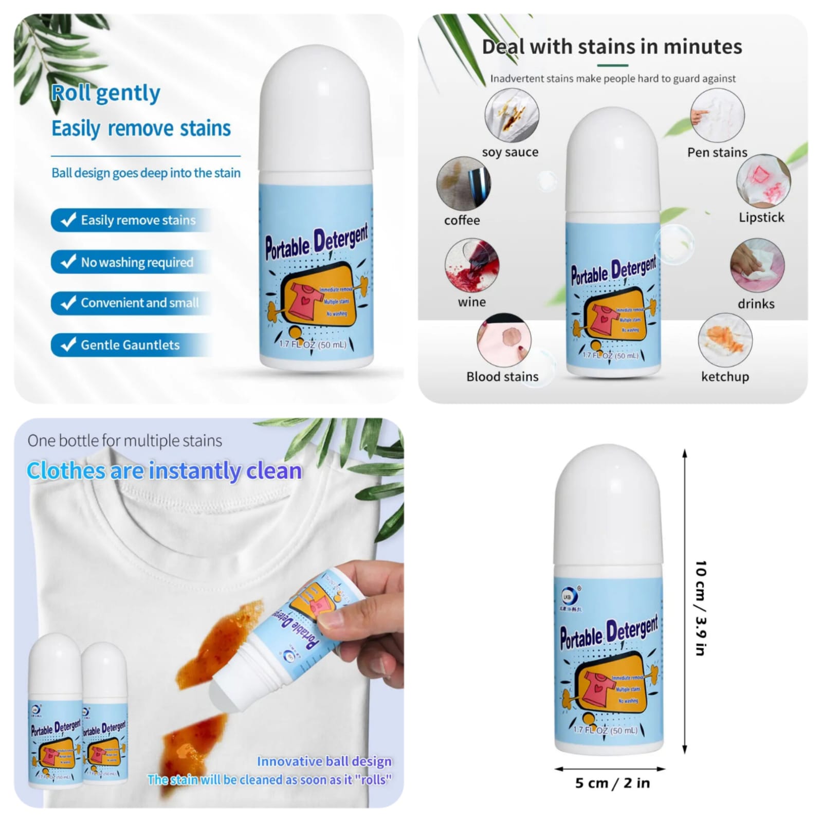 Clothes Stain Remover Bead Design Emergency Stain Rescue Roller Ball Cleaner
