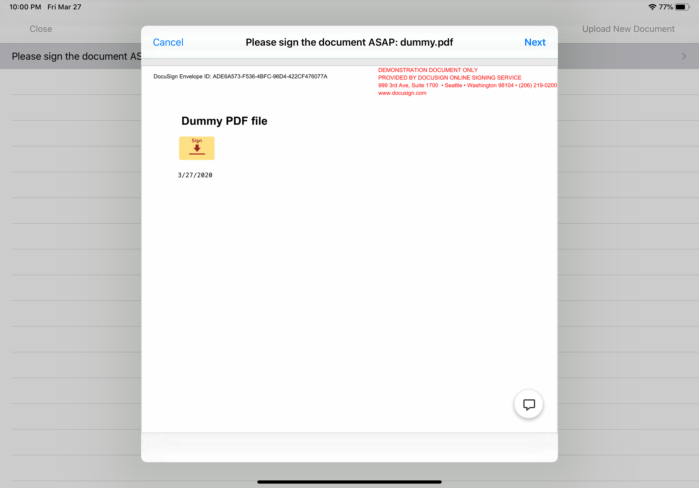 show pdf and sign on it docusign