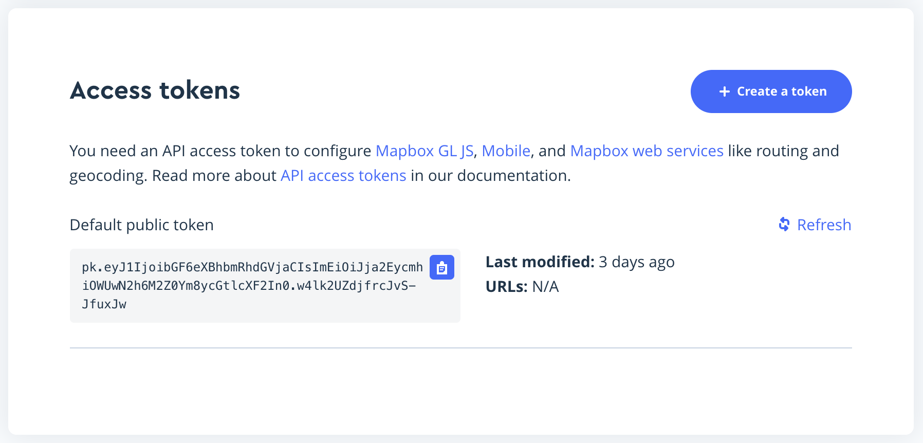 create mapbox token 