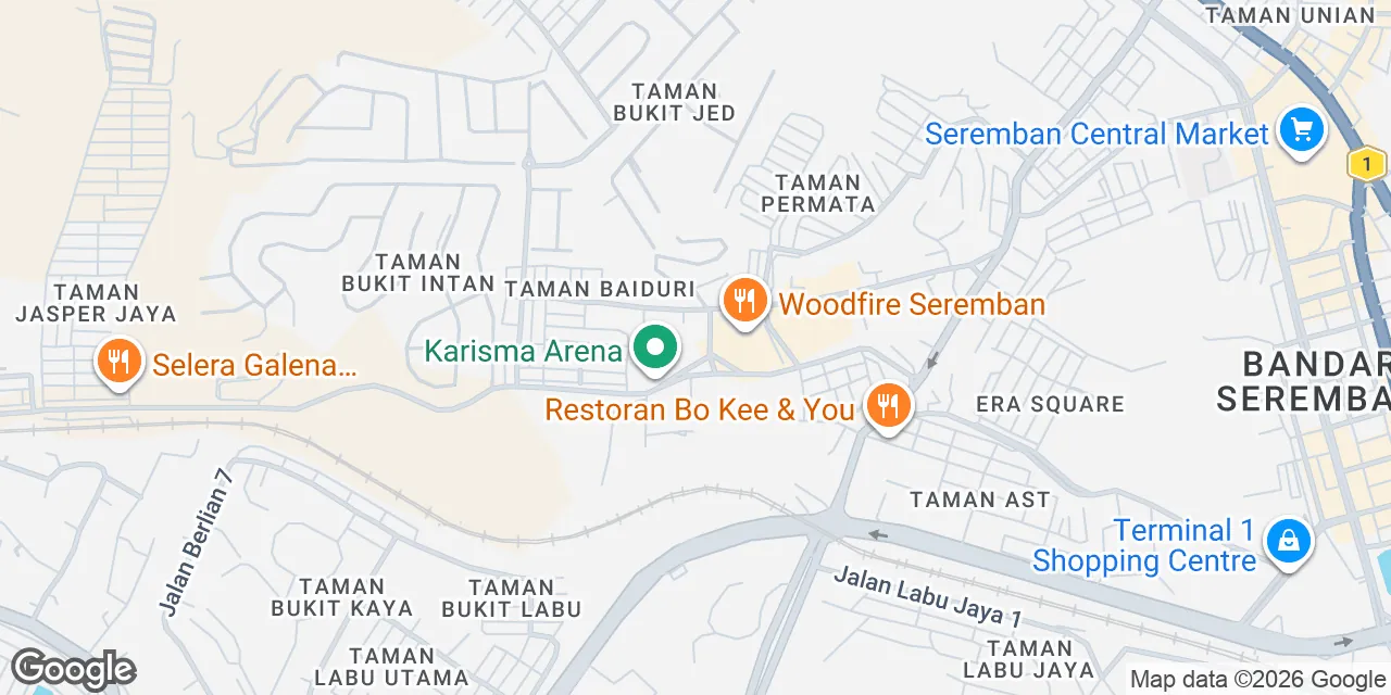 Arena Seremban,Jalan Permata 1,Menara Karisma, Seremban 70200