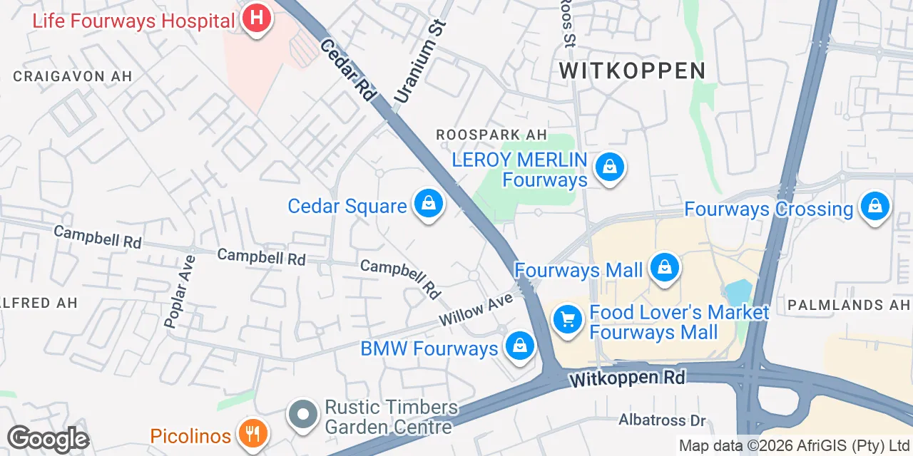 Cedar Square Shopping Centre,Cnr Willow Ave & Cedar Road, Johannesburg 2055