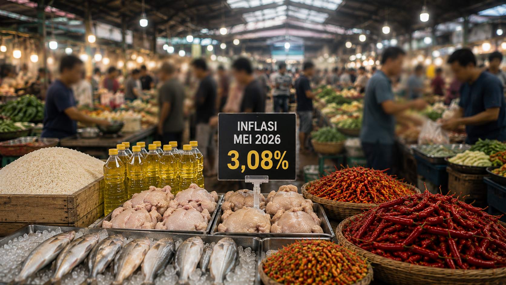 Ganas! Inflasi Mei 2026 Melonjak 3,08%, Beras dan Emas Jadi Biang Kerok