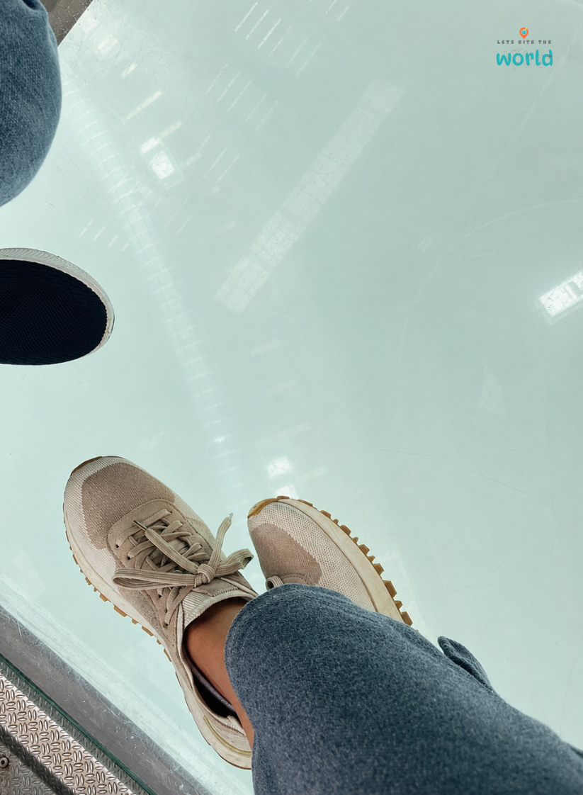 View from glass floor gondola