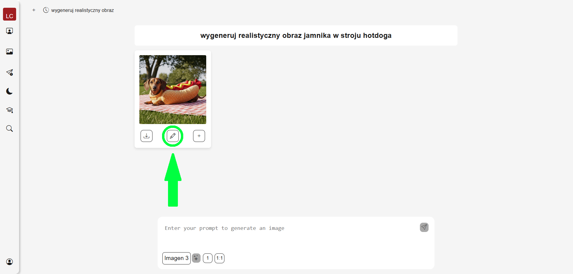 117. Przycisk do edycji wygenerowanego zdjęcia