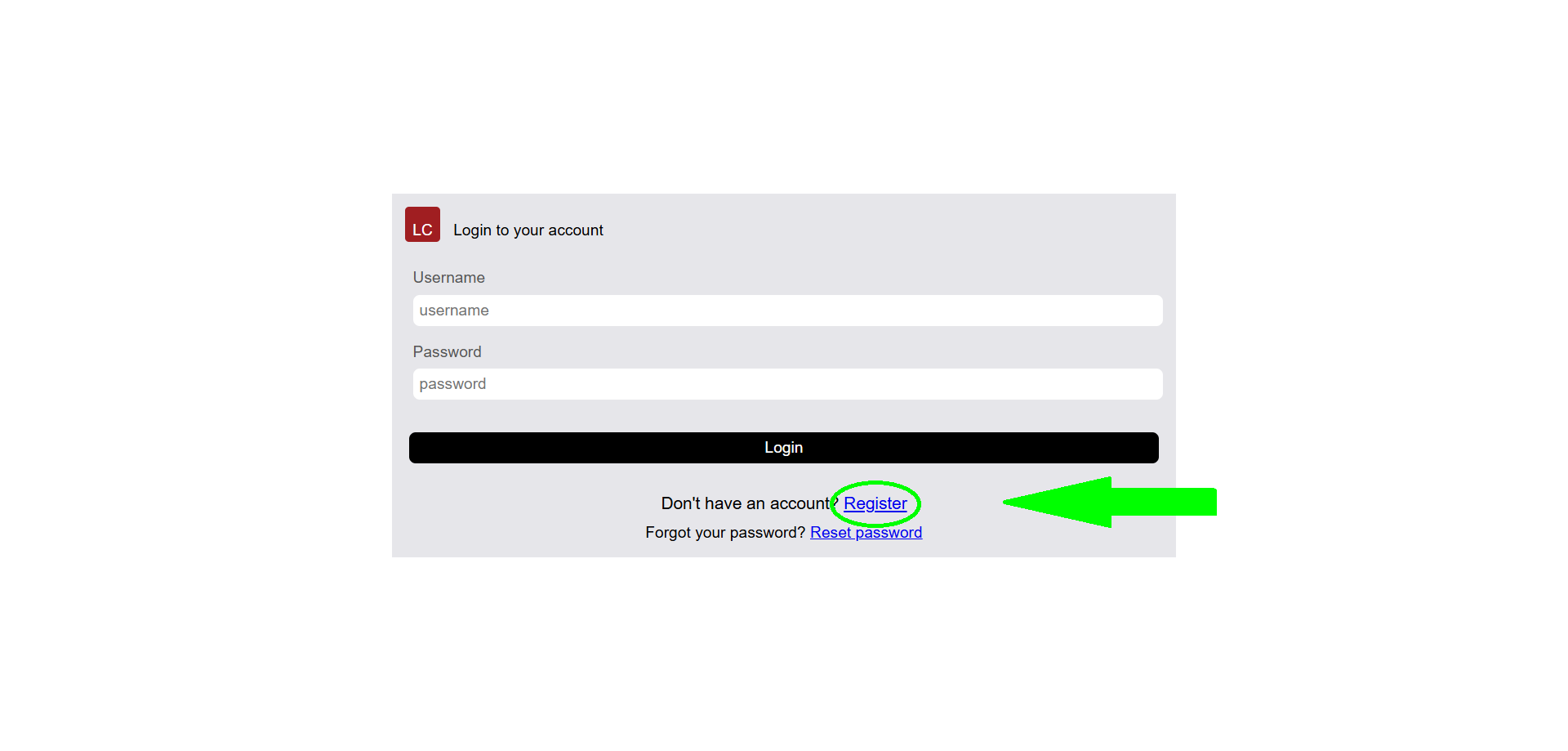 2. Lokalizacja przycisku *Register*