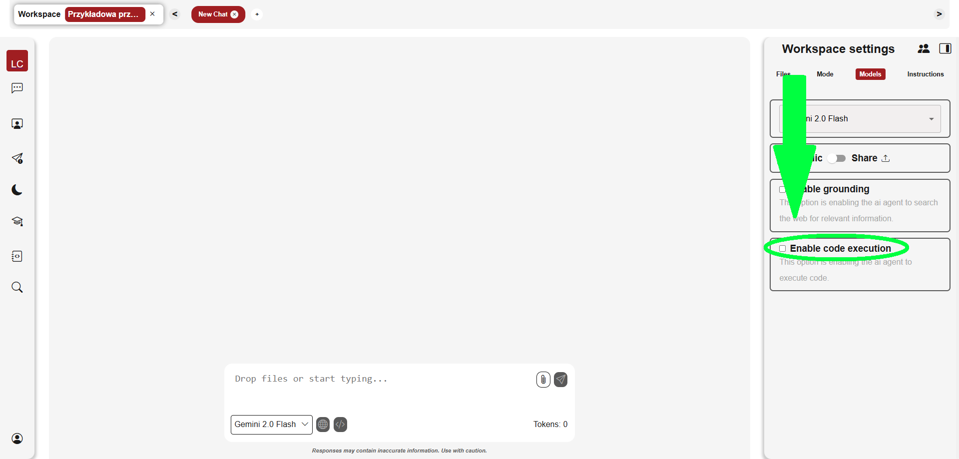 67n. Lokalizacja przycisku Enable Code Execution w ustawieniach workspace