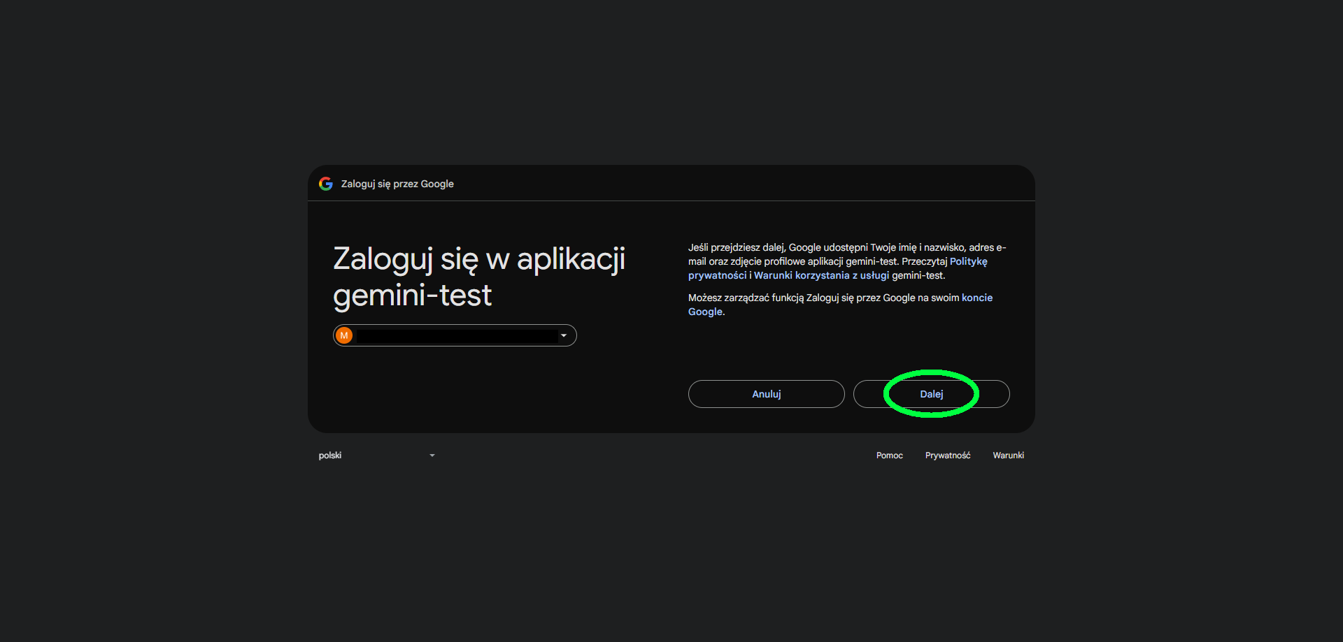 92. Akcpetacja zalogowania się przez Google