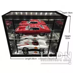 Display Case with LED Light house Dust-Free Cabinet Black 1/18 with 1 shelve 32cm