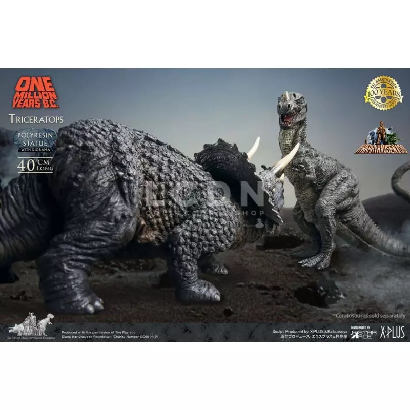 Un million d&#039;Années avant J.C. (One Million Years BC) Statue Triceratops Ray Harryhausen 40cm